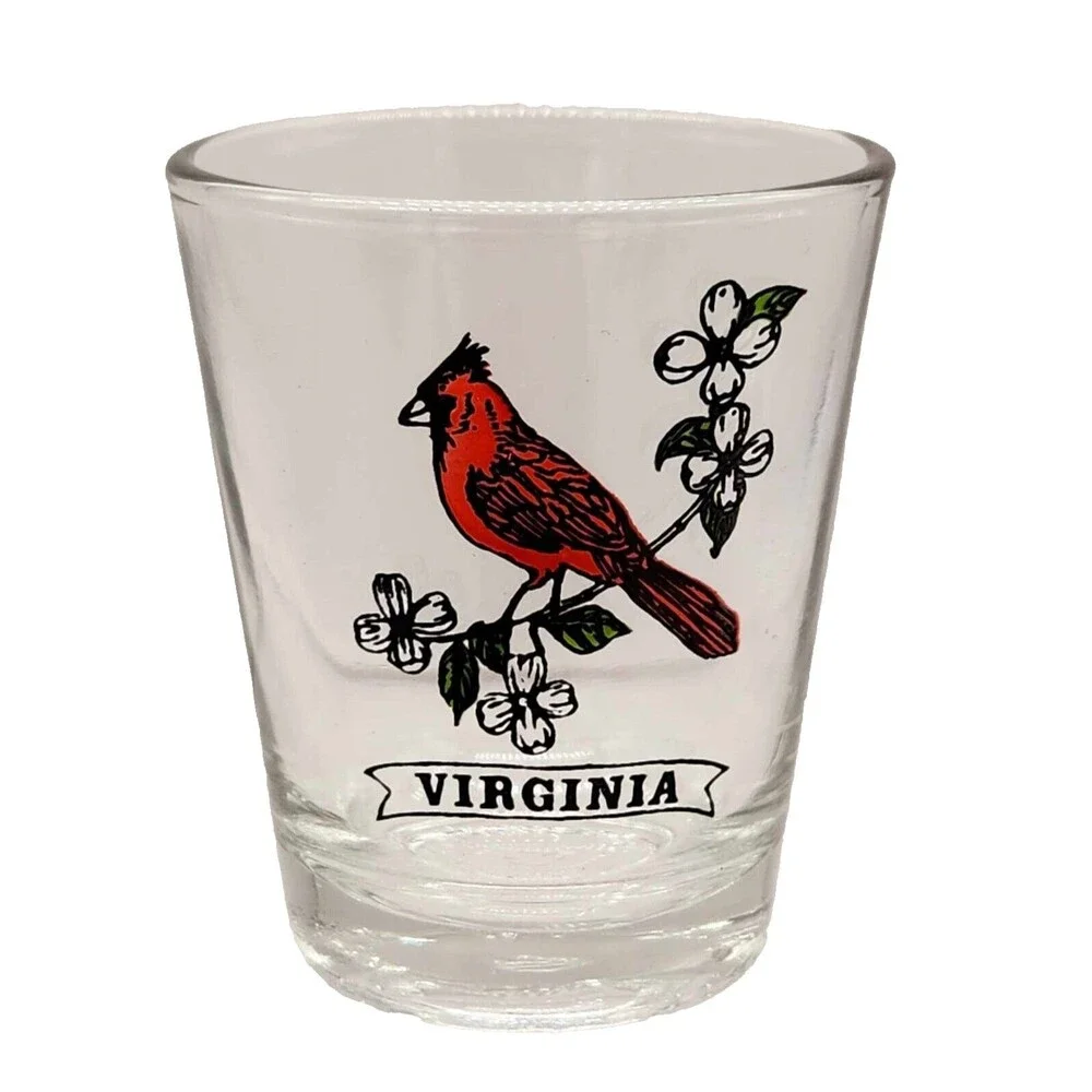 Virginia Red Cardinal on Branch Shot Glass Collectible Souvenir